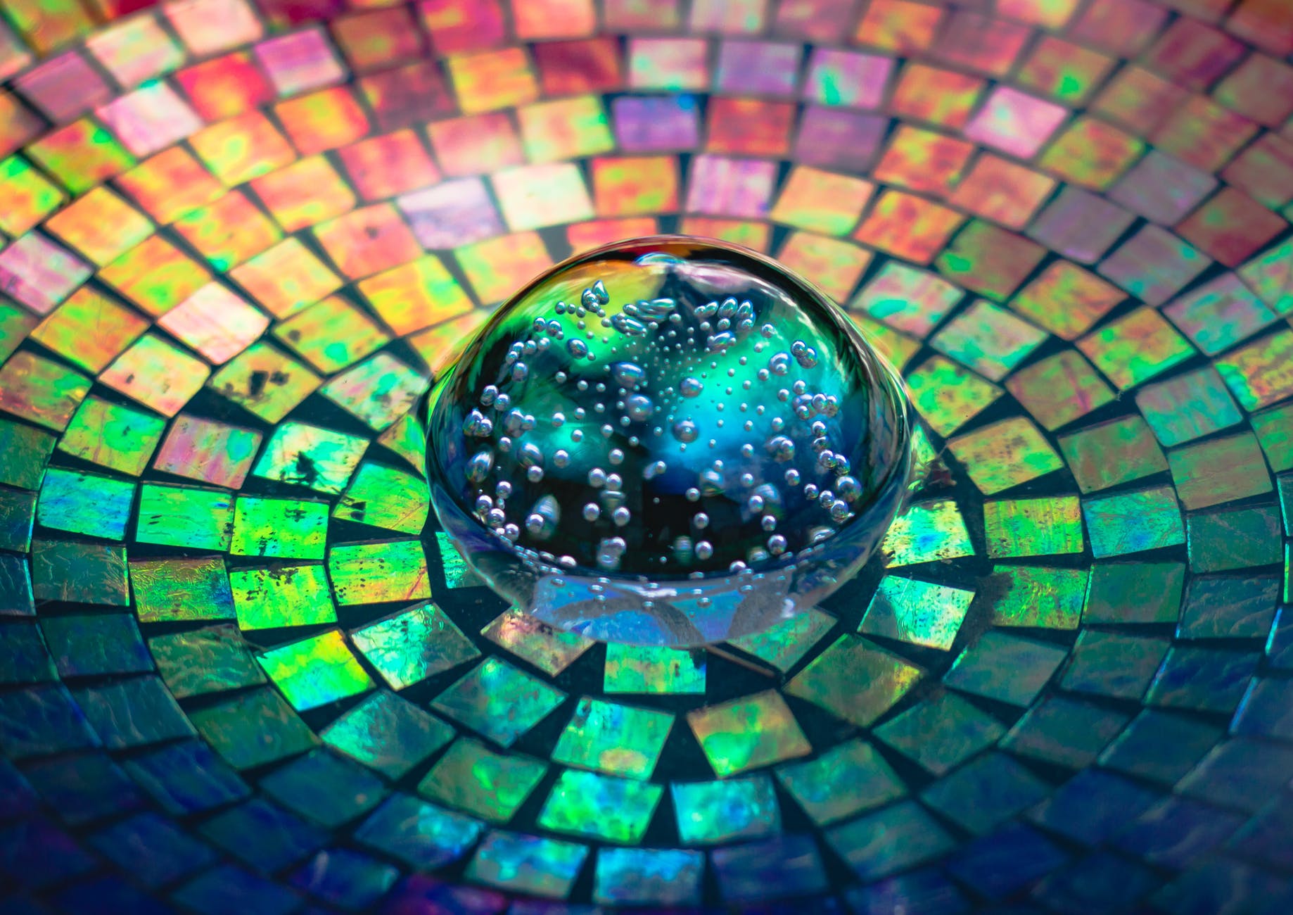 crystal glass on a colorful background